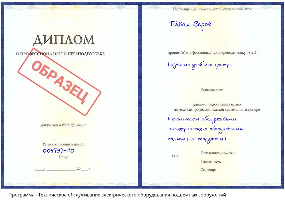 Техническое обслуживание электрического оборудования подъемных сооружений Гудермес